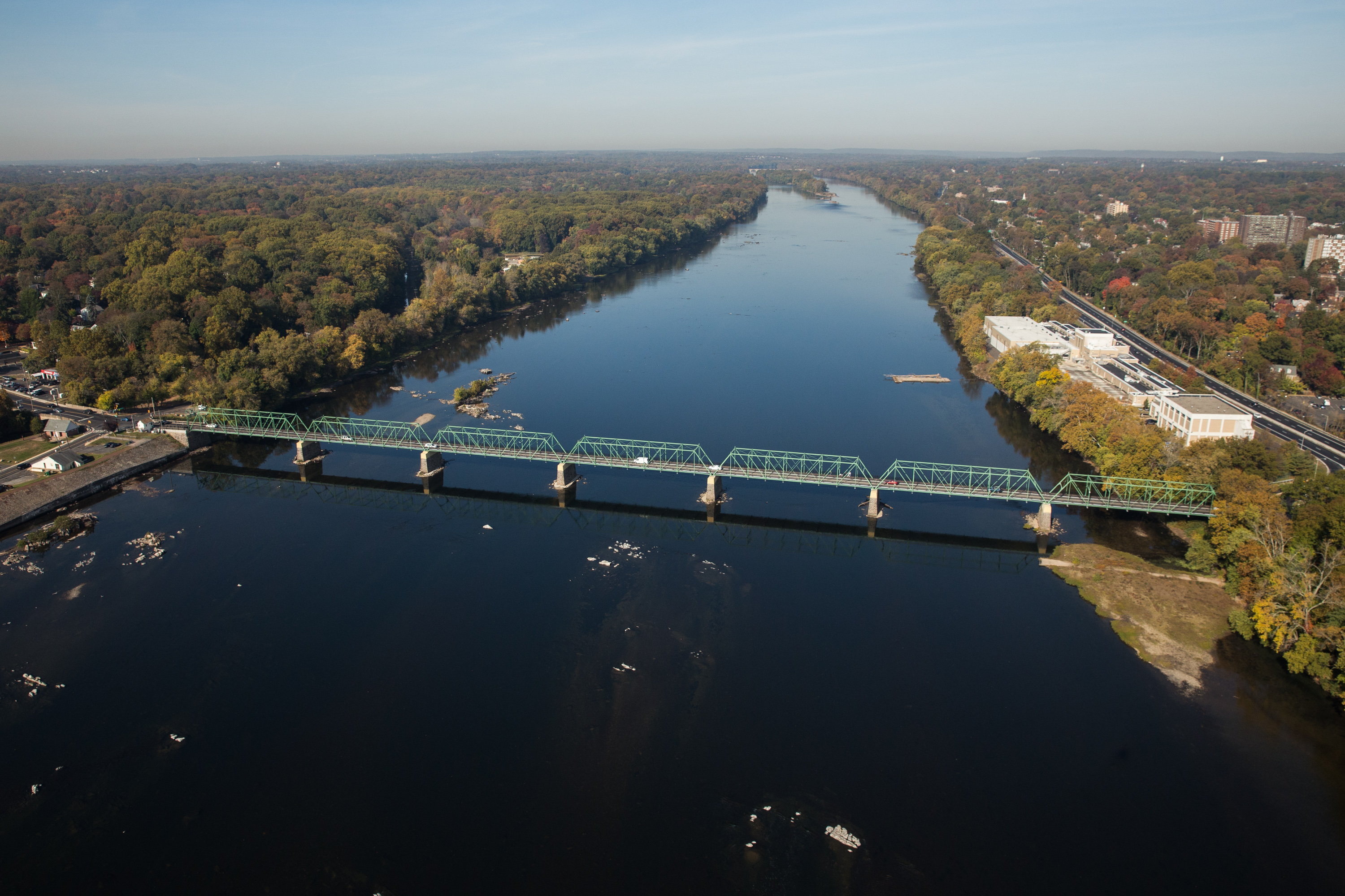 Delaware River New Jersey Postcard Bridge Roads etc Aerial View of Trenton 